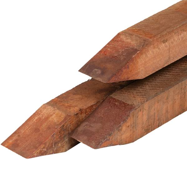 Azobé hardhout paal 4,0 x 4,0 x 60 cm fijnbezaagd, gepunt