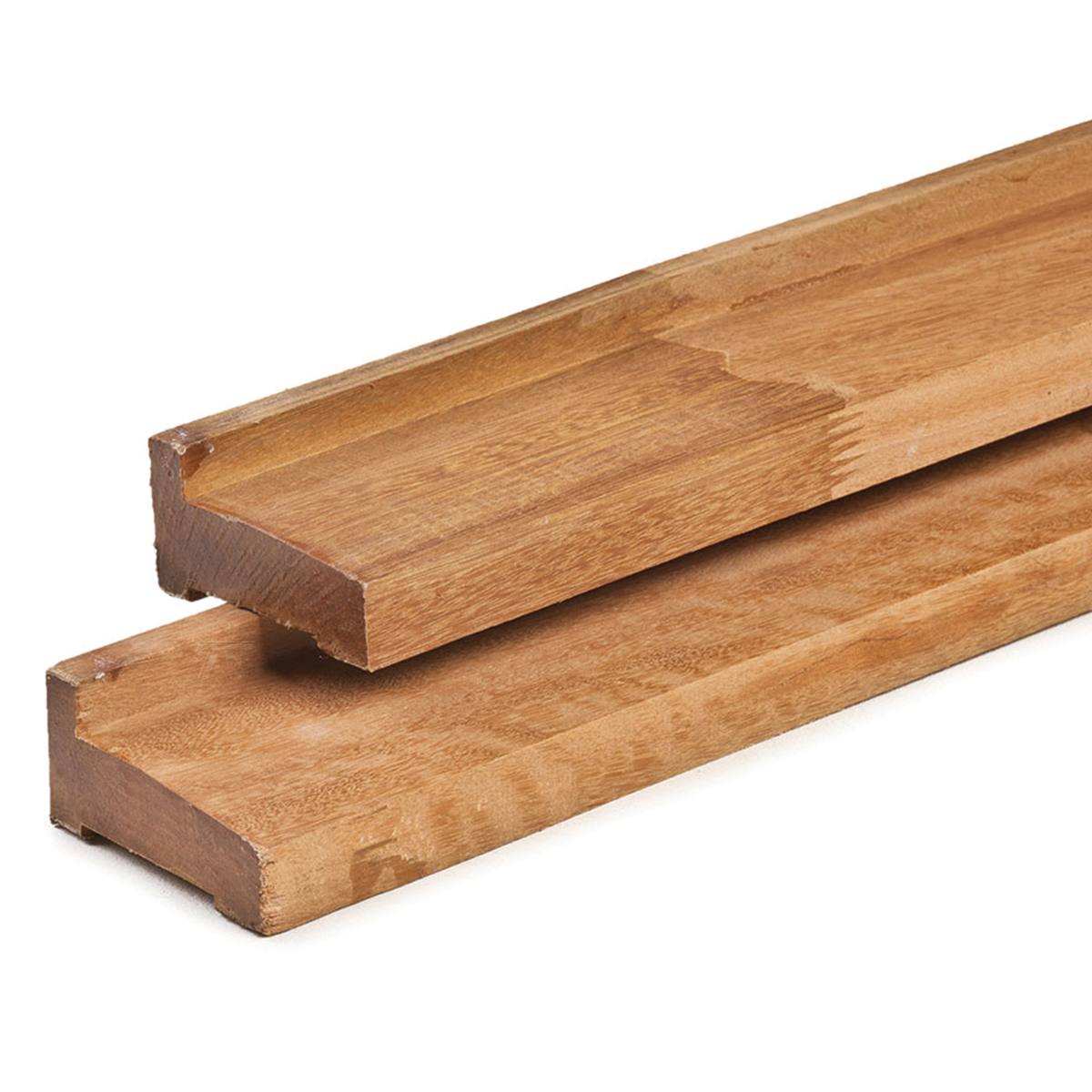 Bangkirai hardhout regel 4,5 x 7,0 x 400 cm kunstmatig gedroogd, geschaafd, 4 ronde hoeken