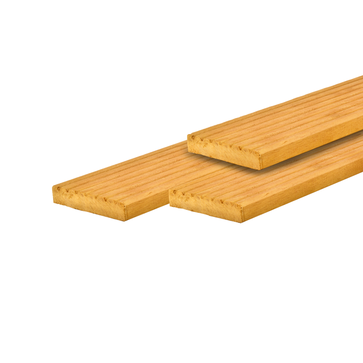 Bilinga hardhout vlonderplank 2,5 x 14,5 x 180 cm, geschaafd, 1 zijde 7 groeven