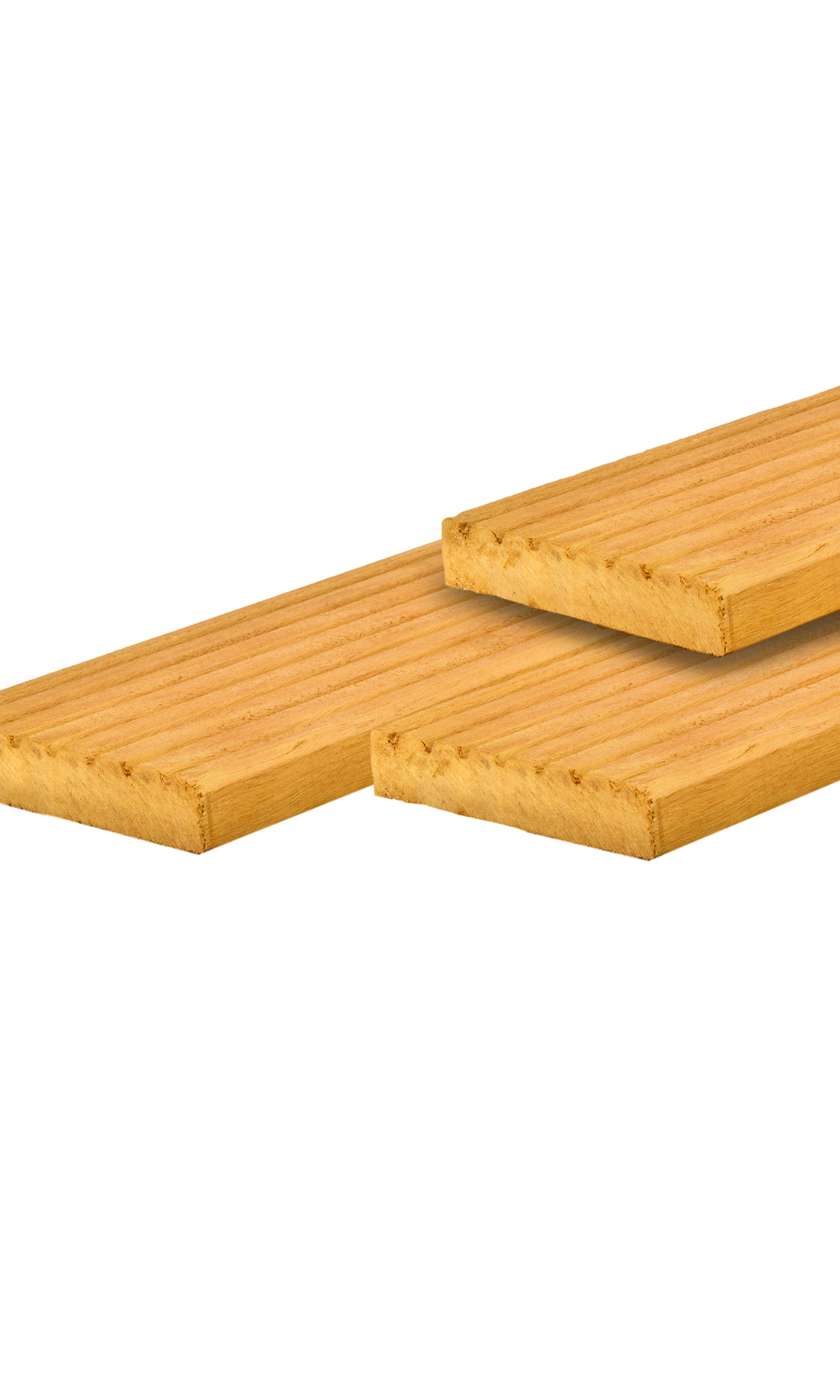 Bilinga hardhout vlonderplank 2,5 x 14,5 x 180 cm, geschaafd, 1 zijde 7 groeven