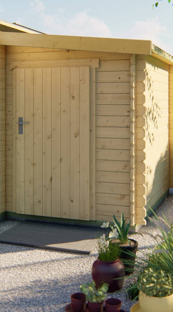 Blokhut - Tuinhuis Aanbouw | 44 mm | vuren onbehandeld
