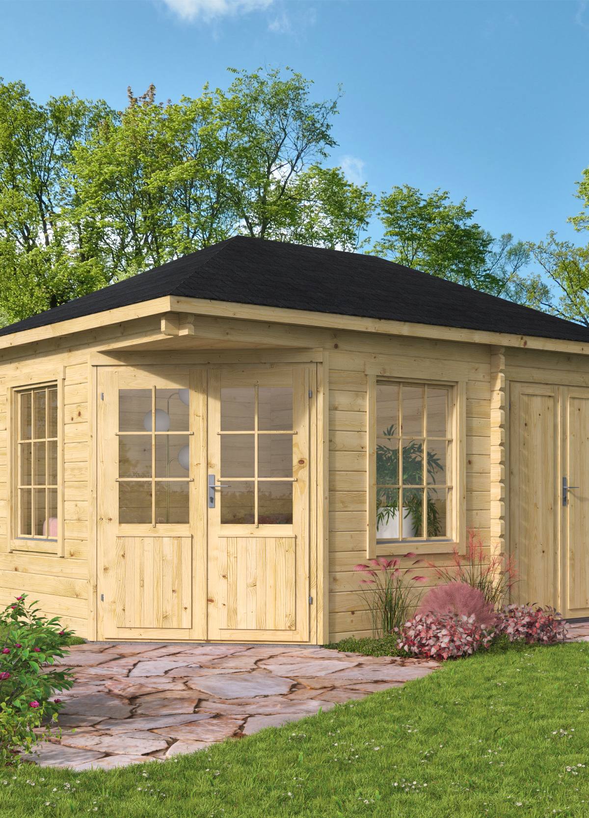 Blokhut - Tuinhuis Agnes | 44 mm | vuren groen geïmpregneerd