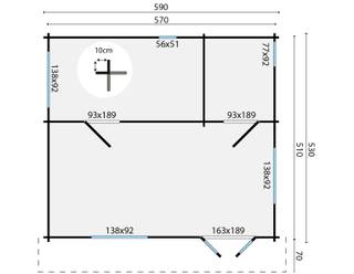 Blokhut - Tuinhuis Big Llanes | 44 mm | onbehandeld — 3