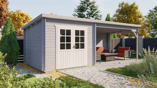 Blokhut - Tuinhuis Charlotta | 28 mm | vuren grijs geïmpregneerd — 2
