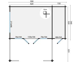 Blokhut - Tuinhuis Coventry | 58 mm | vuren onbehandeld — 3