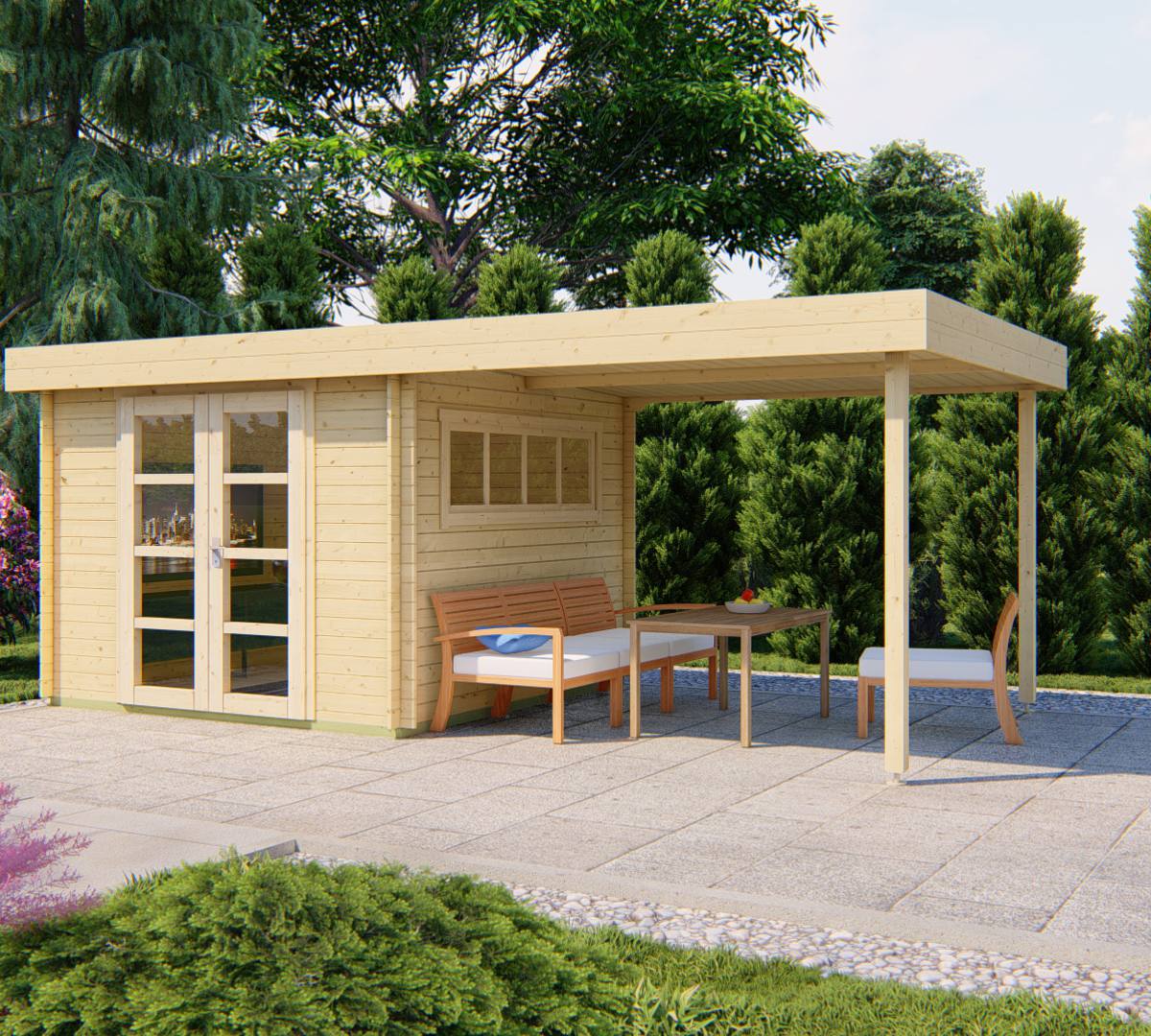 Blokhut - Tuinhuis Dellinger | 28 mm | vuren onbehandeld