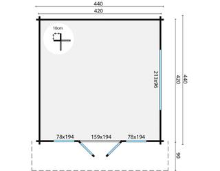 Blokhut - Tuinhuis Derby | 58 mm | vuren onbehandeld — 3
