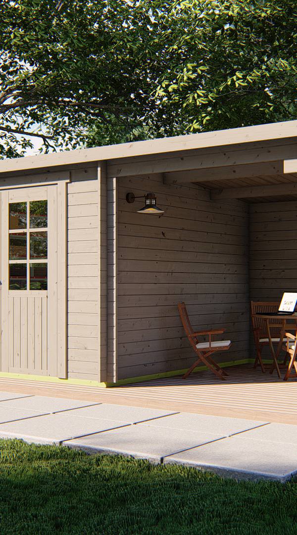 Blokhut - Tuinhuis Dora | 28 mm | vuren grijs geïmpregneerd