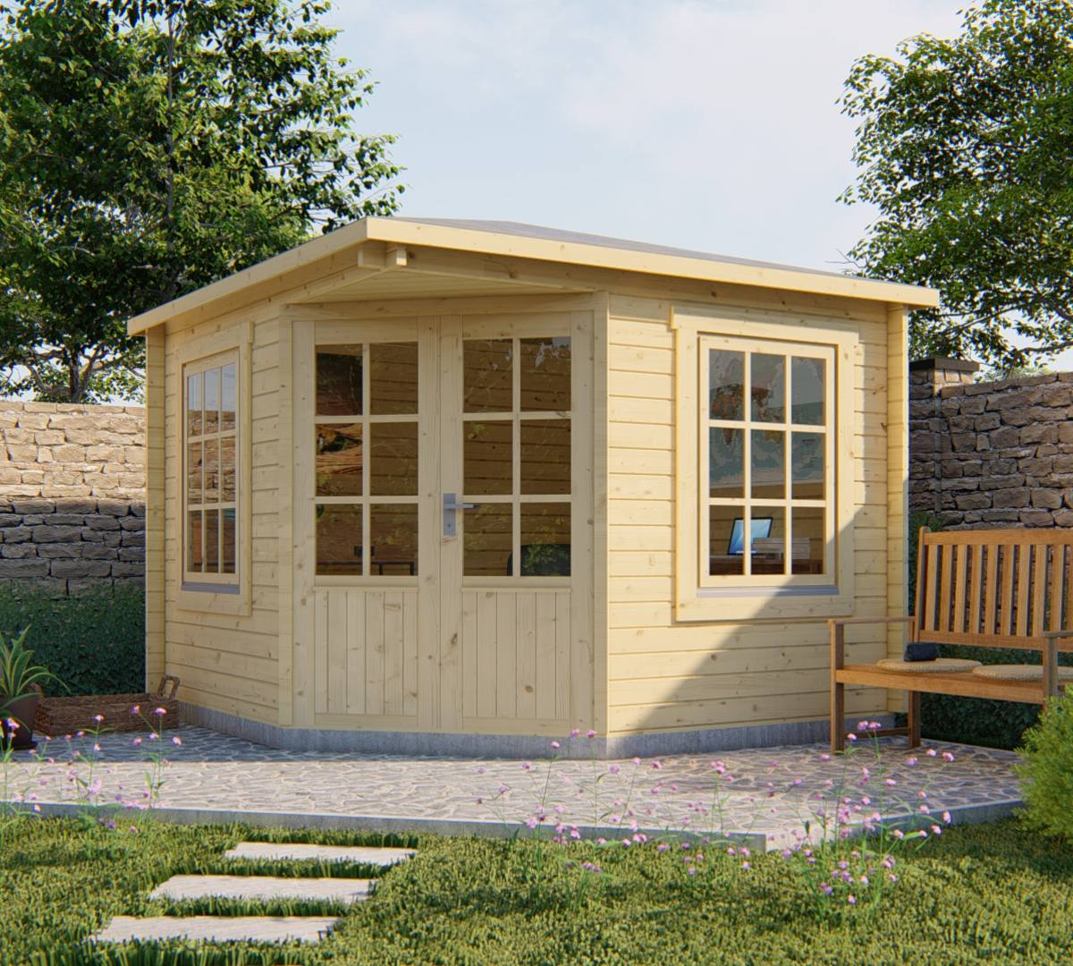 Blokhut - Tuinhuis Emma | 40 mm | vuren honinggeel geïmpregneerd