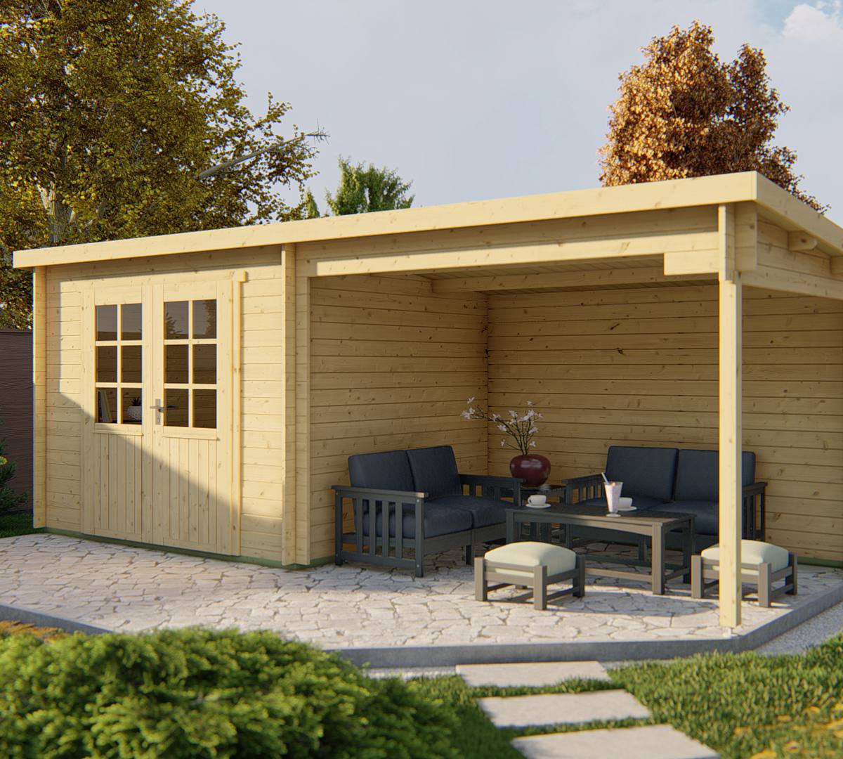 Blokhut - Tuinhuis Freddy | 28 mm | vuren onbehandeld