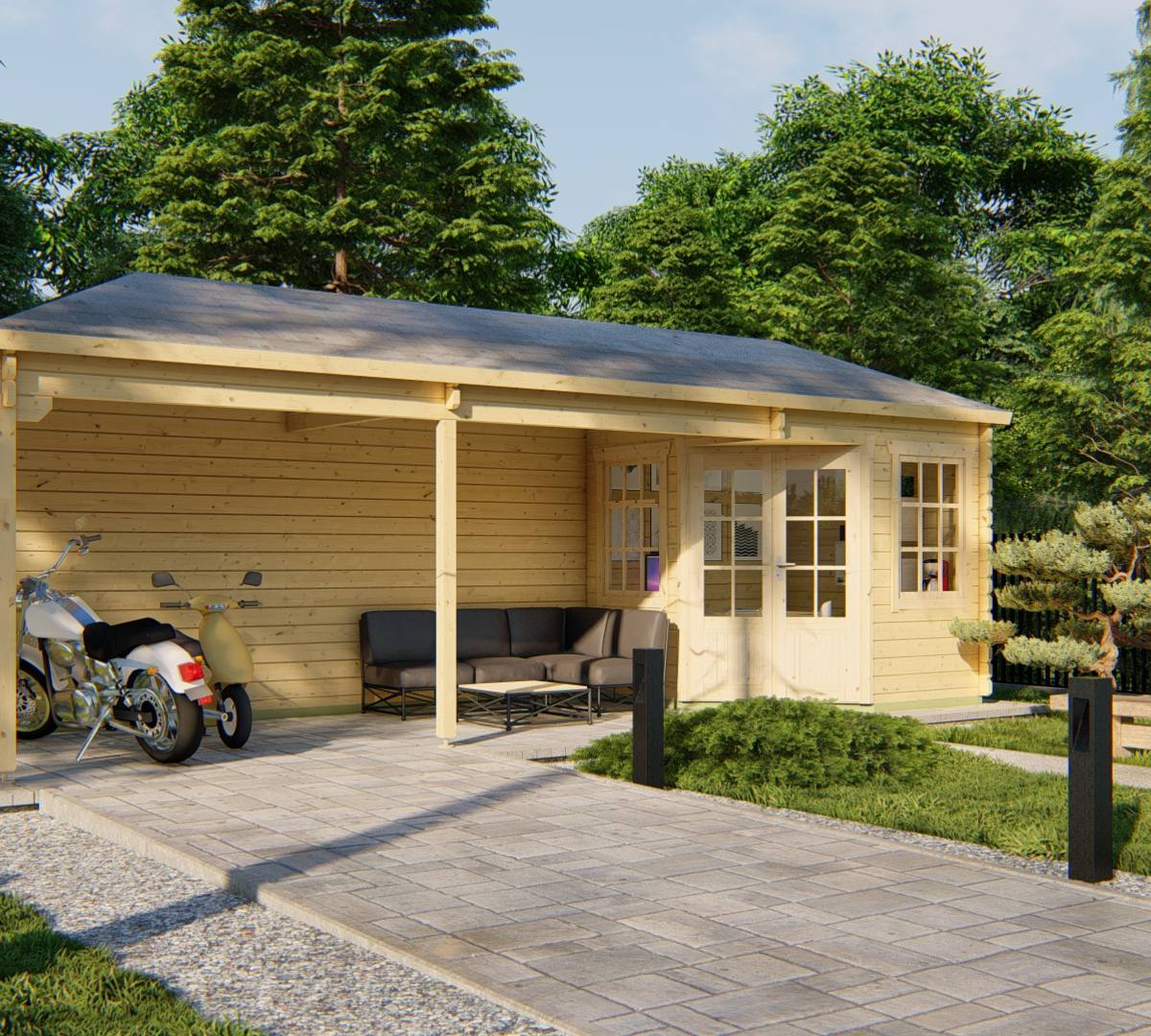Blokhut - Tuinhuis Gretel | 44 mm | vuren honinggeel geïmpregneerd