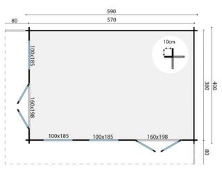 Blokhut - Tuinhuis Hildegard | 44 mm | vuren onbehandeld — 3