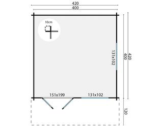 Blokhut - Tuinhuis Inge | 44 mm | vuren grijs geïmpregneerd — 3