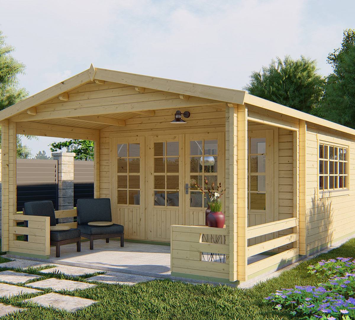 Blokhut - Tuinhuis Ipswich | 58 mm | vuren onbehandeld