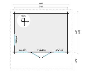 Blokhut - Tuinhuis James | 44 mm | vuren bruin geïmpregneerd — 3