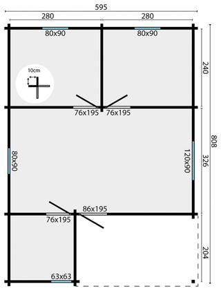 Blokhut - Tuinhuis Javea | 44 mm | honinggeel geïmpregneerd — 3