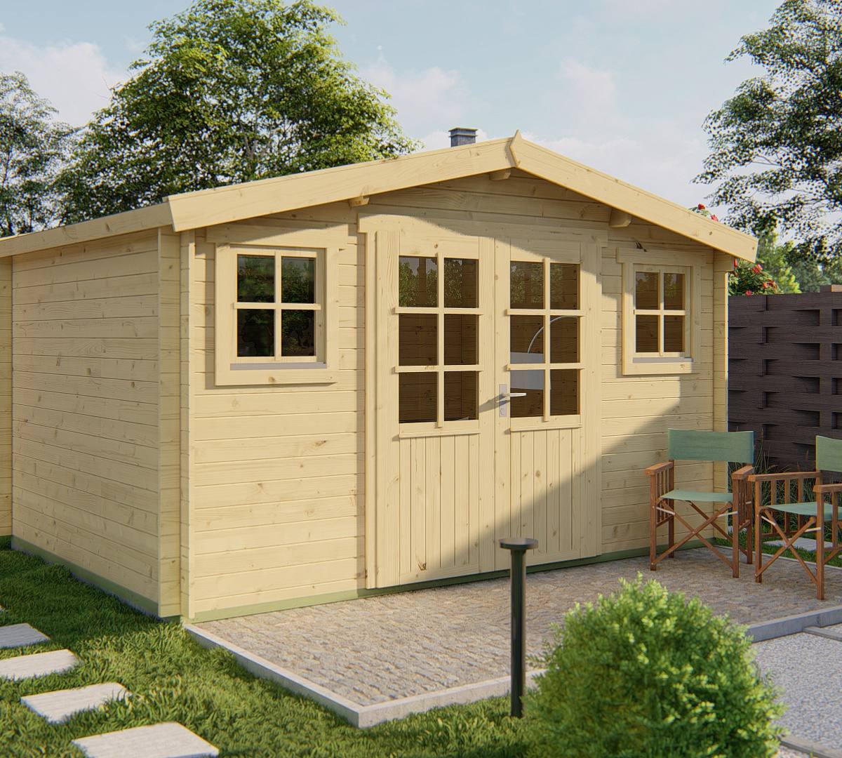 Blokhut - Tuinhuis Juha | 28 mm | vuren groen geïmpregneerd