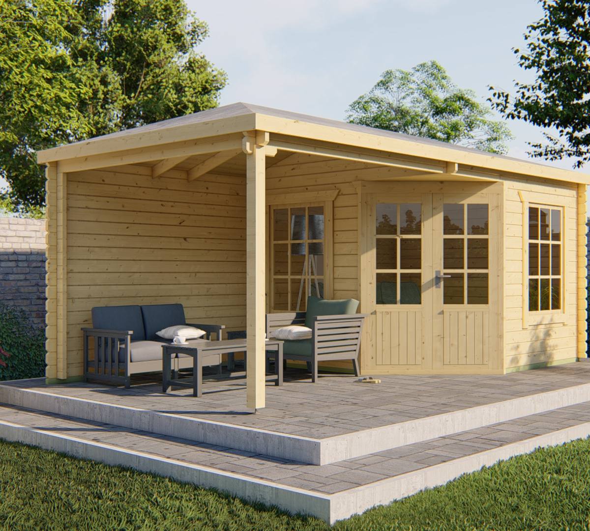 Blokhut - Tuinhuis Jutta | 44 mm | honinggeel geïmpregneerd
