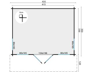 Blokhut - Tuinhuis Lory | 44 mm | vuren onbehandeld — 3