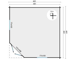 Blokhut - Tuinhuis Lotte | 44 mm | vuren grijs geïmpregneerd — 3