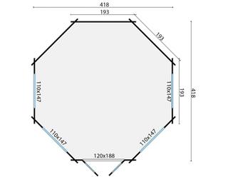 Blokhut - Tuinhuis Lynn | 44 mm | vuren honinggeel geïmpregneerd — 3