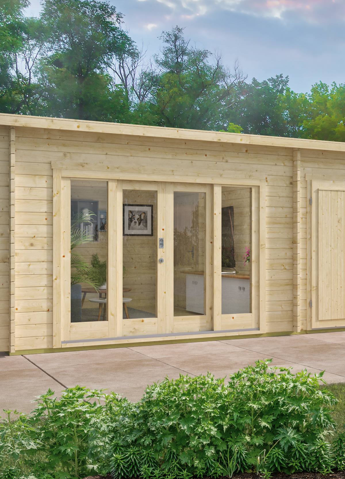 Blokhut - Tuinhuis Meg | 44 mm | honinggeel geïmpregneerd