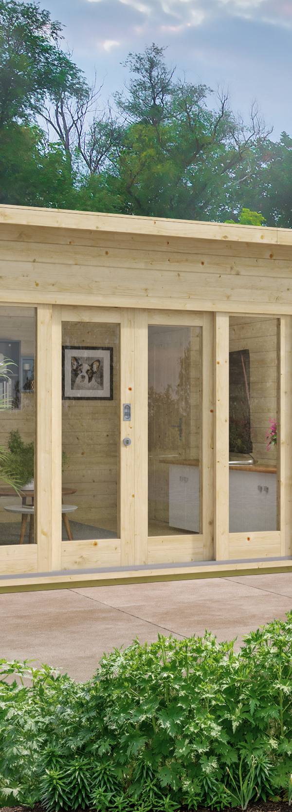 Blokhut - Tuinhuis Meg | 44 mm | honinggeel geïmpregneerd