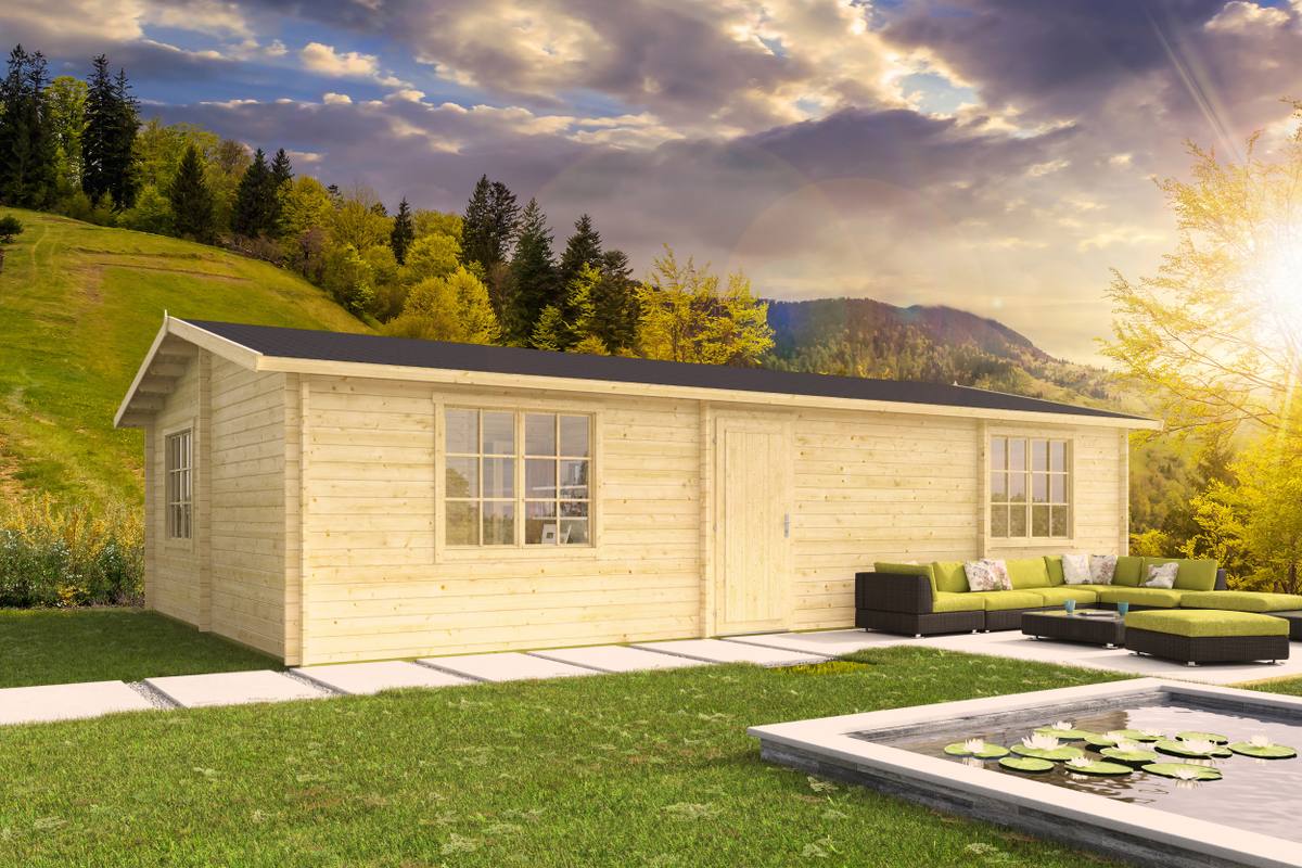 Blokhut - Tuinhuis Navarra | 44 mm | honinggeel geïmpregneerd