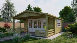 Blokhut - Tuinhuis Nottingham | 58 mm | vuren honinggeel geïmpregneerd — 2