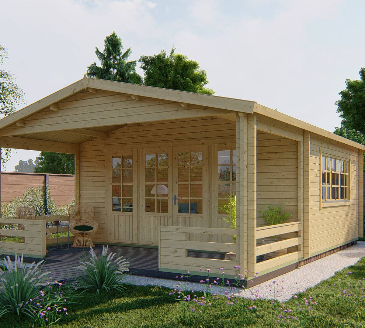 Blokhut - Tuinhuis Nottingham | 58 mm | vuren onbehandeld