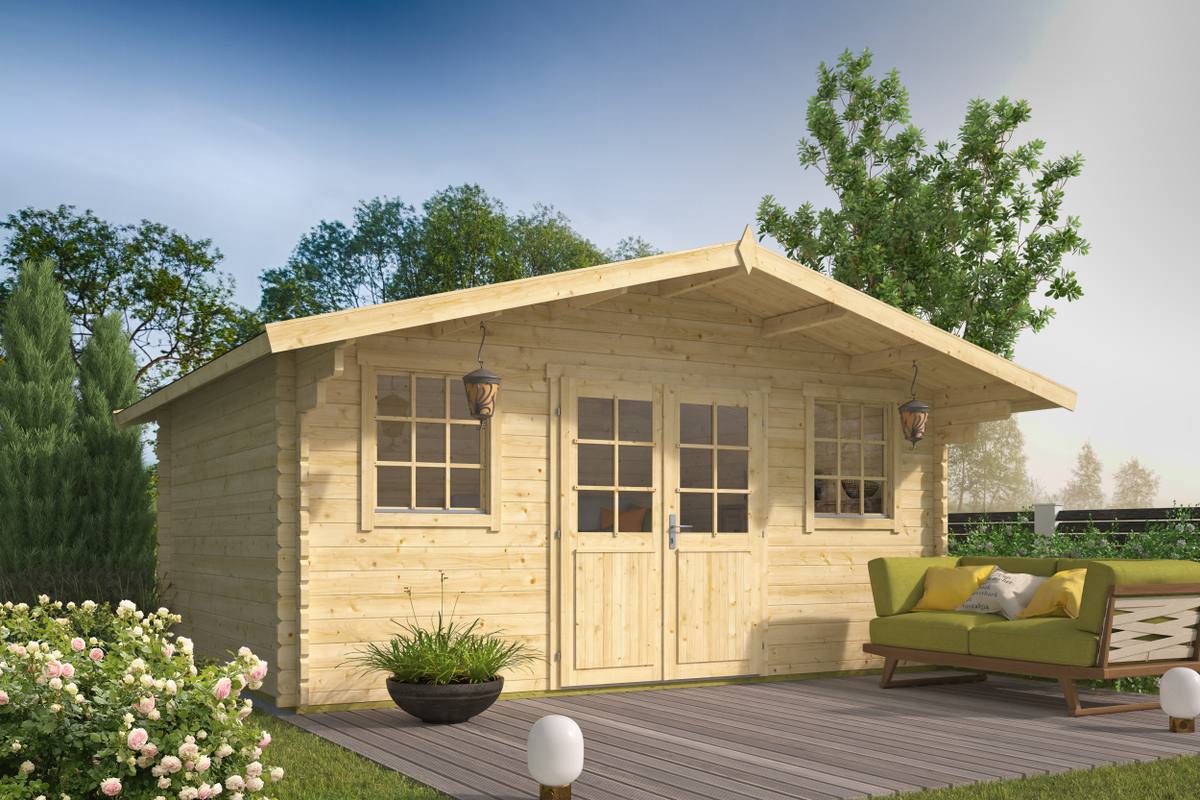 Blokhut - Tuinhuis Pavel | 44 mm | vuren honinggeel geïmpregneerd