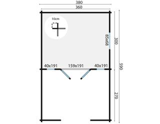 Blokhut - Tuinhuis Sanstrov | 44 mm | vuren onbehandeld — 3