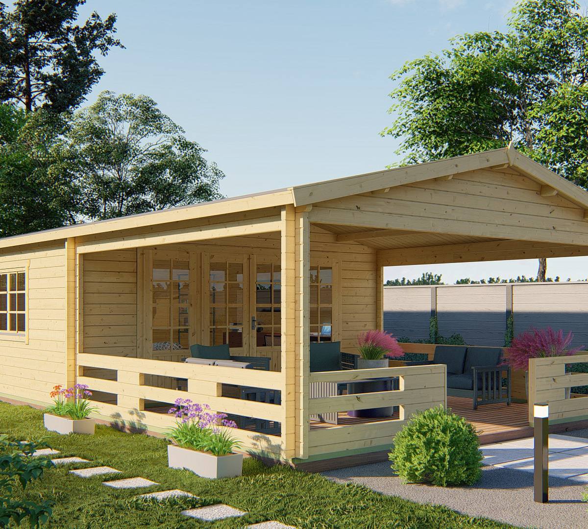 Blokhut - Tuinhuis Sheffield | 58 mm | vuren honinggeel geïmpregneerd