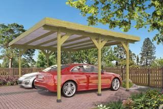 Carport Dubbel met PVC dakplaten grenen groen geïmpregneerd L500 x B600 cm — 1