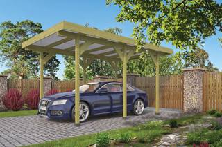 Carport Enkel/Aanbouw met PVC dakplaten vuren groen geïmpregneerd L500 x B300 cm — 1