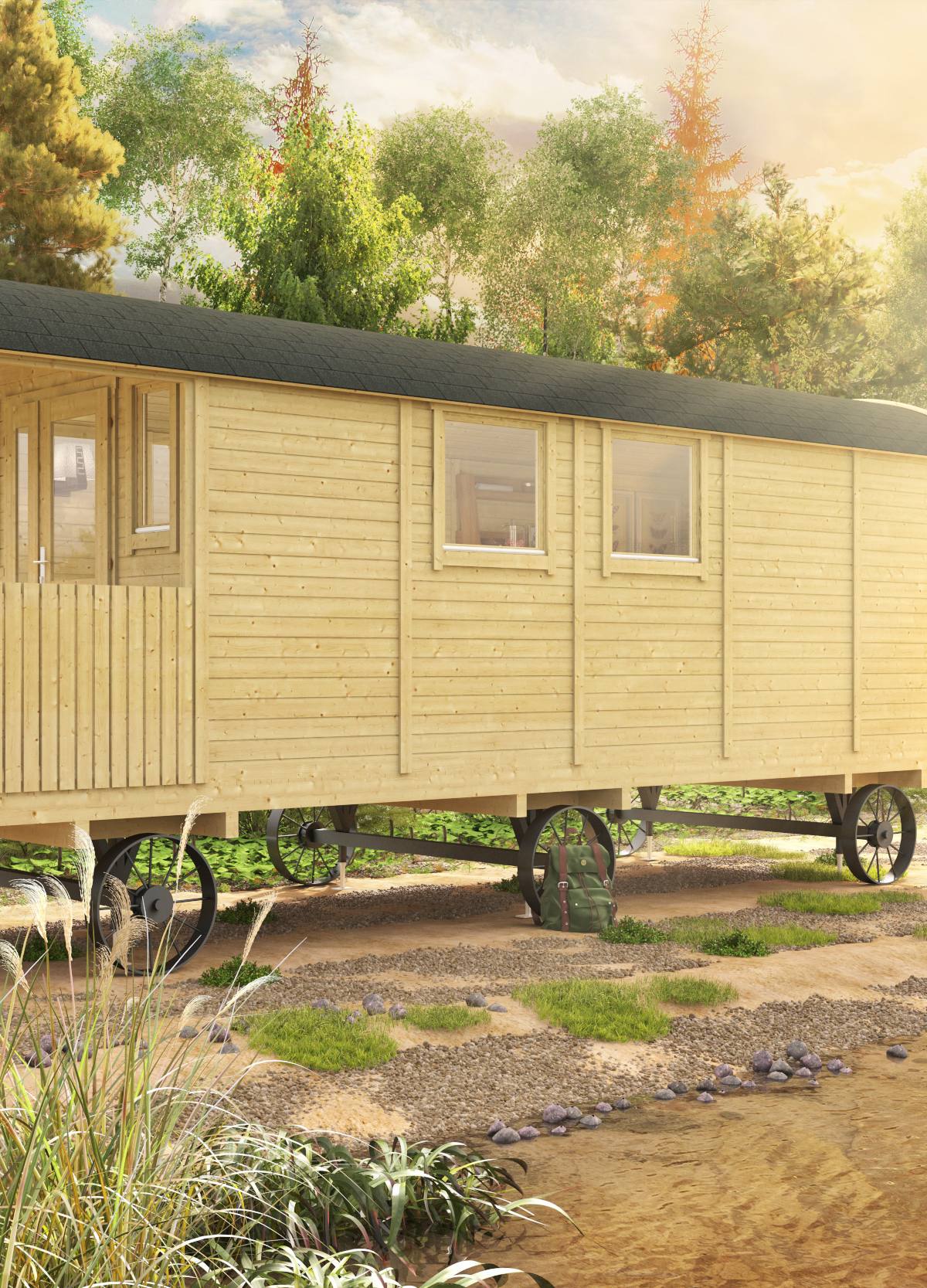 Circuswagen Kathleen | 19mm | vuren onbehandeld | 720 x 240 cm | excl. onderstel