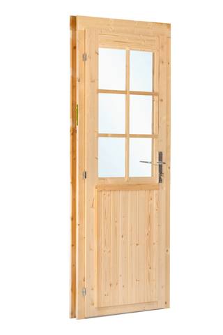 Deur enkel met raam D6 LS vuren 90,5 x 196 cm — 1