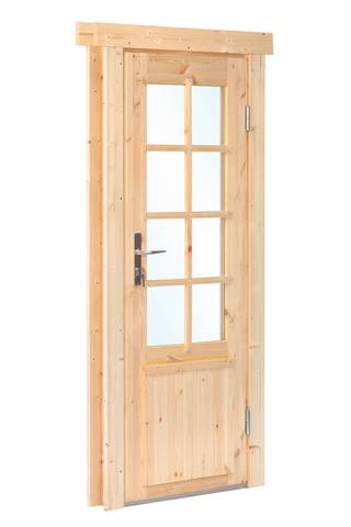 Deur enkel met raam DL11 rechtsdraaiend, vuren 90,5 x 196 cm — 1