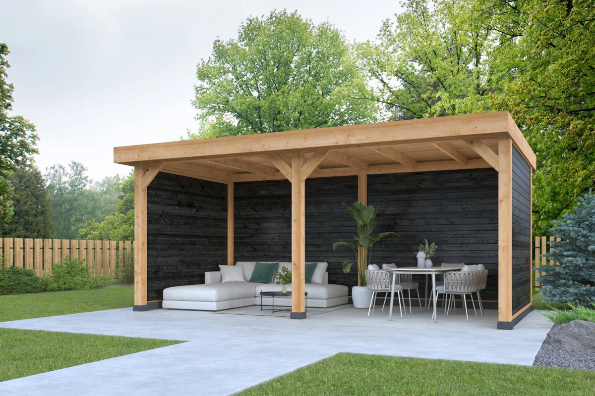 DHZ Plat dak Dalfsen Douglas 600 x 300 cm  zwart geïmpregneerd