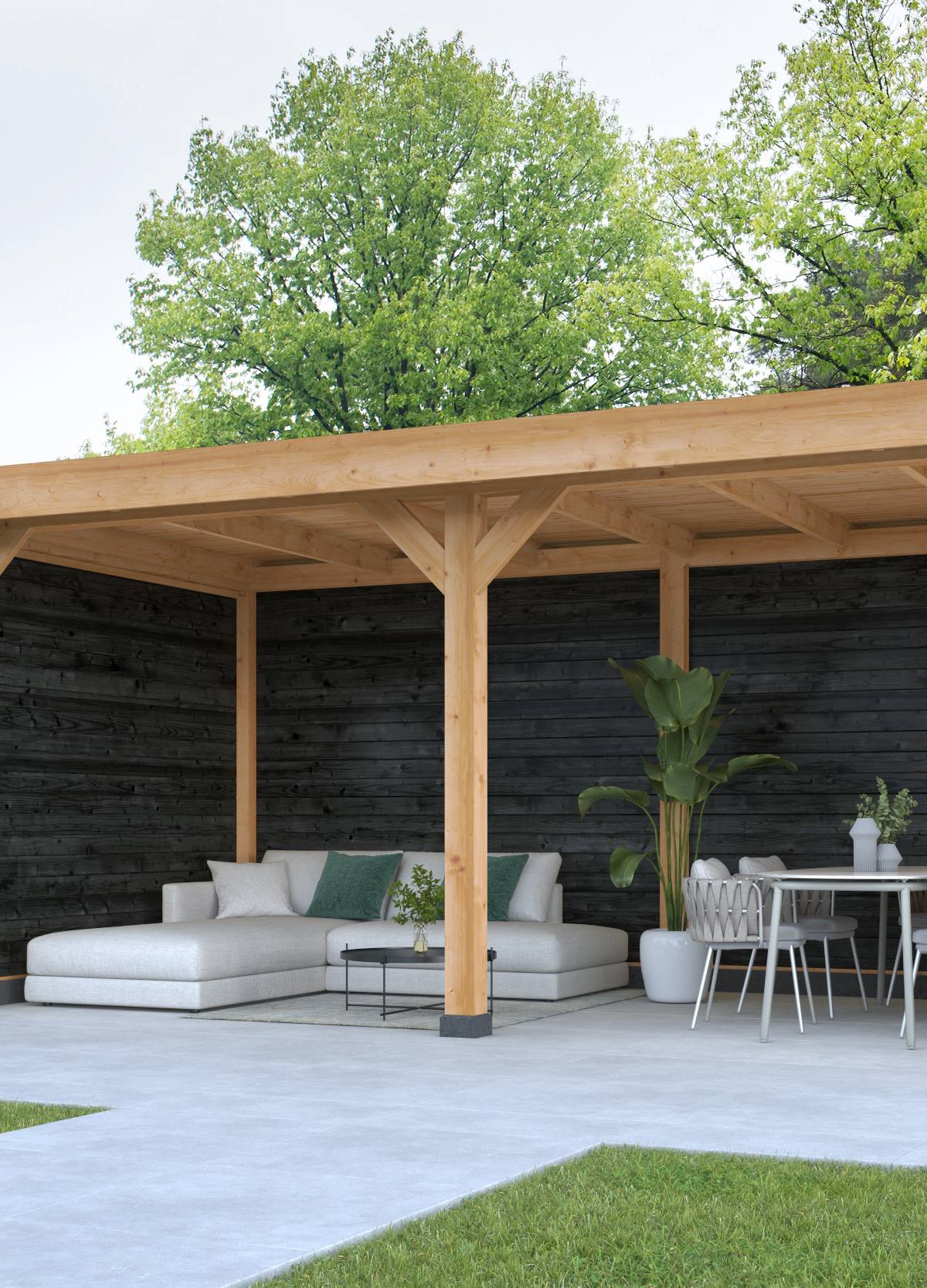 DHZ Plat dak Dalfsen Douglas 600 x 300 cm  zwart geïmpregneerd