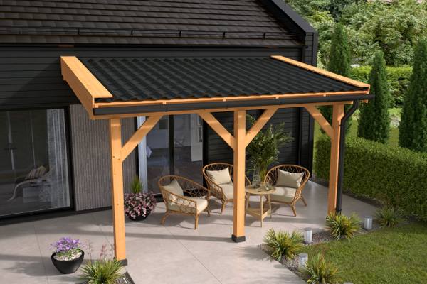 DHZ veranda douglas fijnbezaagd inclusief dakbeschot 400 x 300 cm