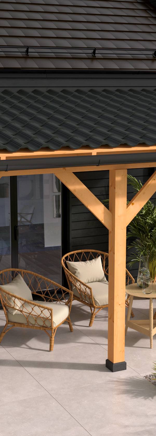DHZ veranda douglas fijnbezaagd inclusief dakbeschot 500 x 400 cm