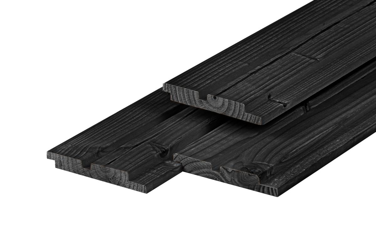 Douglas dubbel profiel 1,9 x 13,0 x 240 cm, gedroogd, zwart gespoten