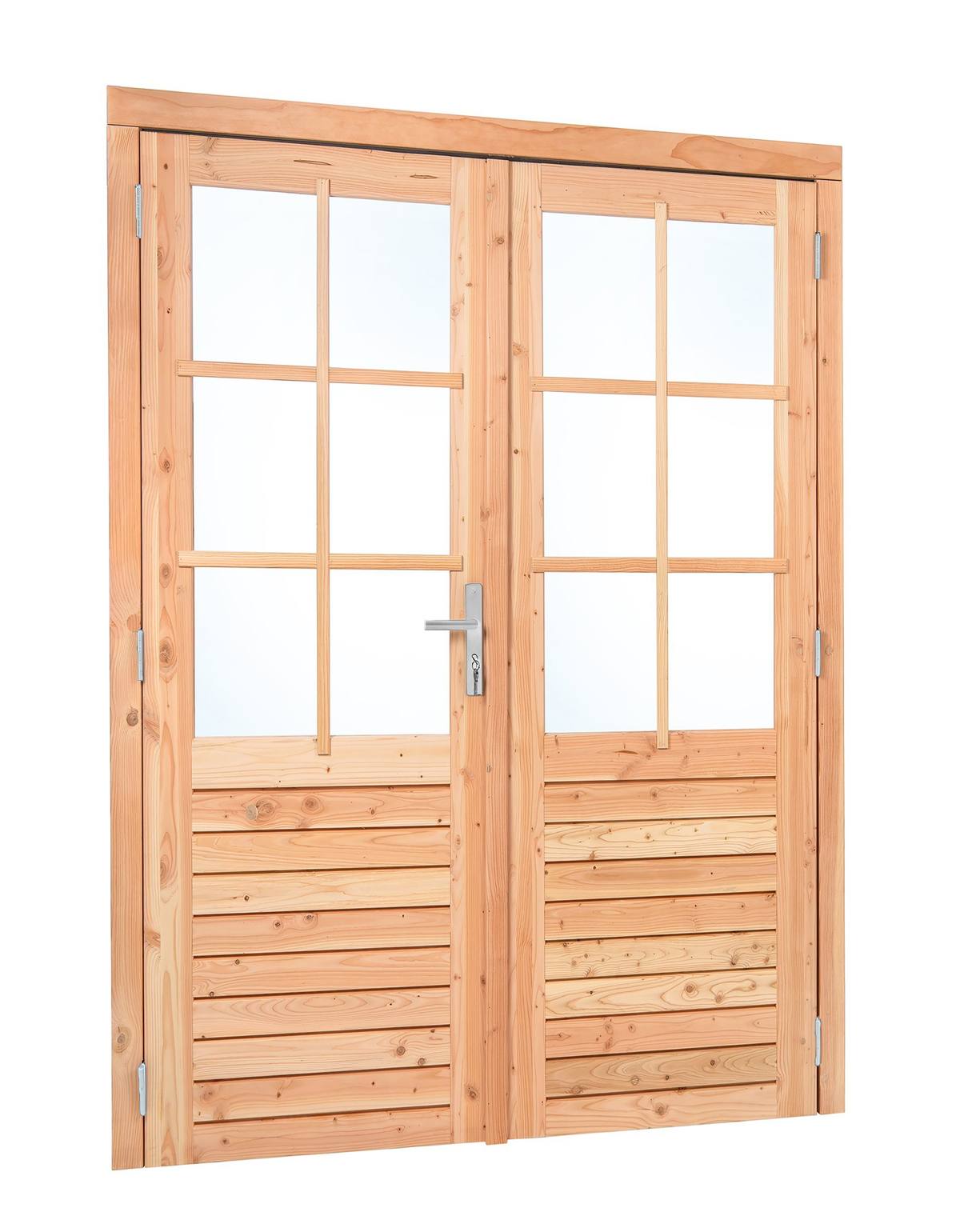 Douglas dubbele glas deur 6-ruits B1850xH2050mm buitenmaat, linksdraaiend (rvs beslagset)