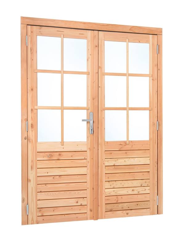 Douglas dubbele glas deur 6-ruits B1850xH2050mm buitenmaat, linksdraaiend (rvs beslagset)