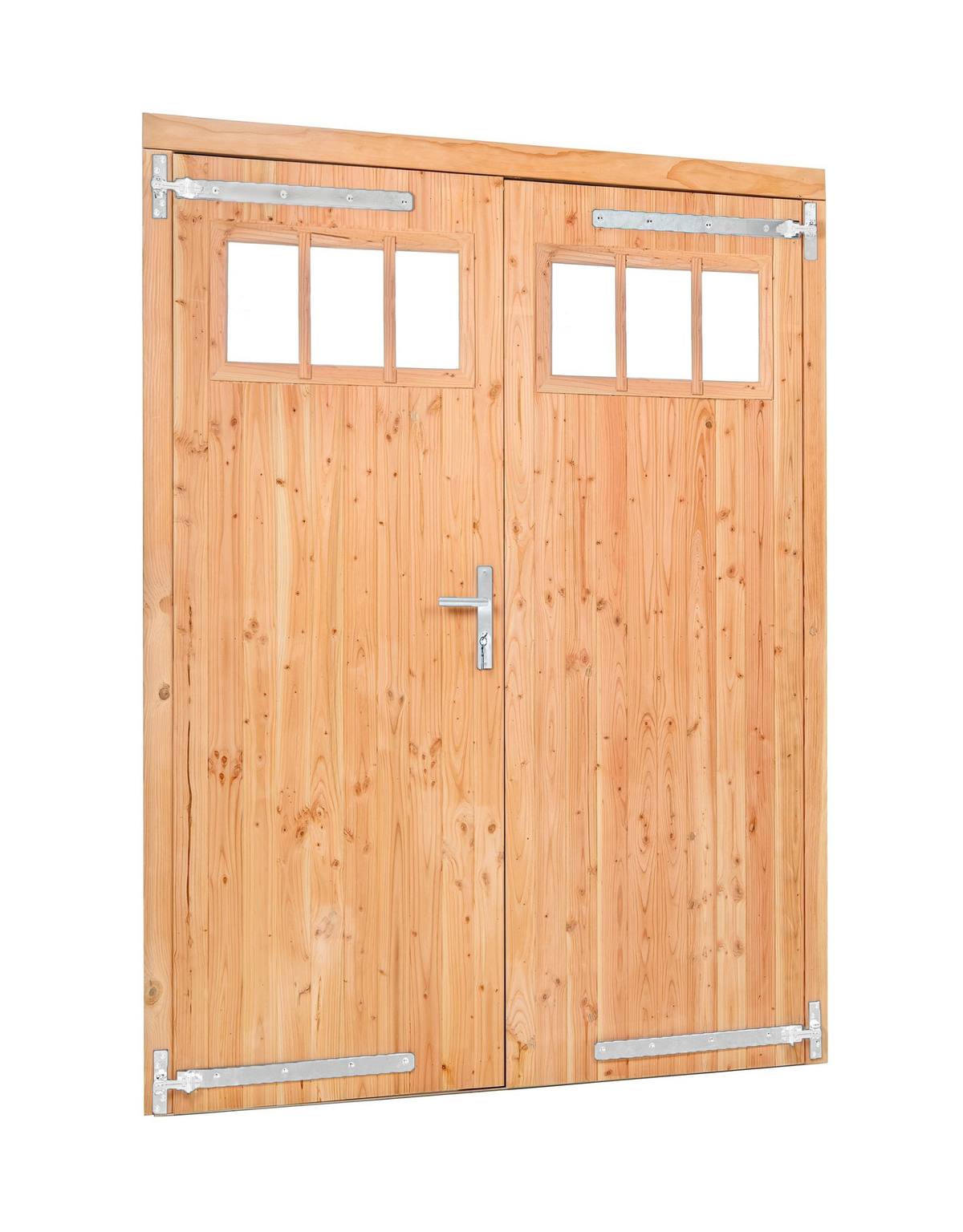 Douglas dubbele klampdeur met raam B1850xH2050mm buitenmaat, linksdraaiend (rvs / verzinkt beslagset)