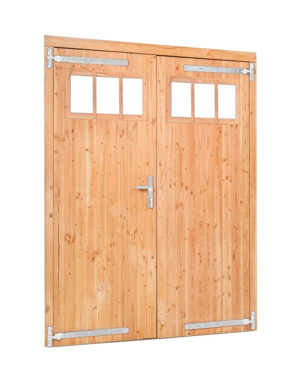 Douglas dubbele klampdeur met raam B1850xH2050mm buitenmaat, linksdraaiend (rvs / verzinkt beslagset)