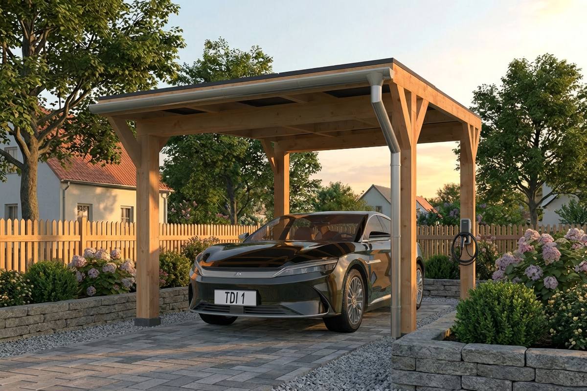 Douglas Enkele carport t.b.v. 9 zonnepanelen