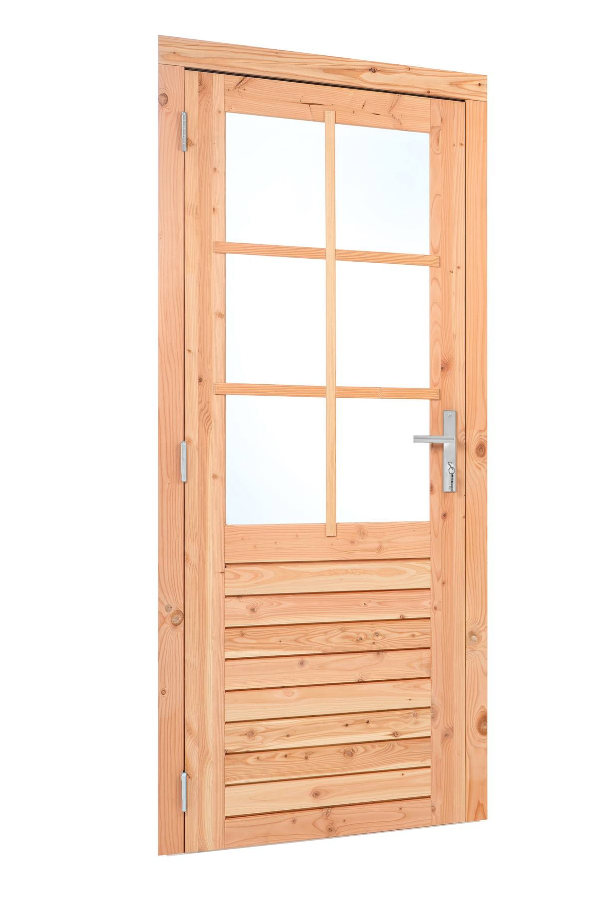 Douglas enkele glas deur 6-ruits B1000xH2050mm buitenmaat, linksdraaiend (rvs beslagset)