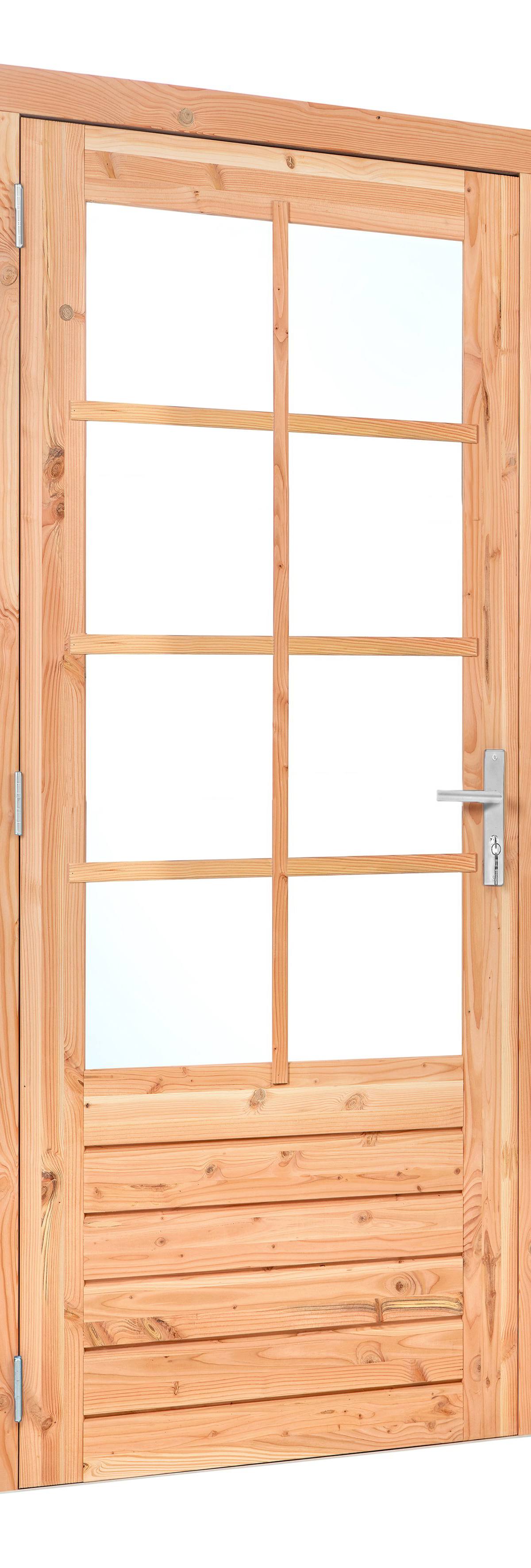 Douglas enkele glas deur dubbelglas 8-ruits B1100xH2150mm buitenmaat, linksdraaiend (rvs beslagset)